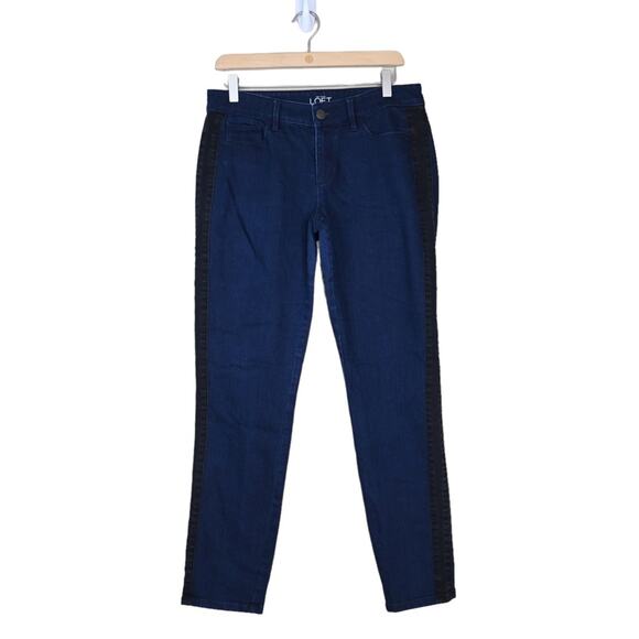 LOFT Womens 29 Curvy Skinny Black Side Stripe Jean - Picture 1 of 10